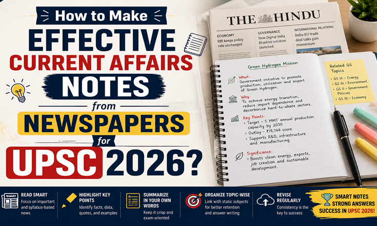 How to Make Effective Current Affairs Notes from Newspapers for UPSC 2026? – TOP IAS Coaching